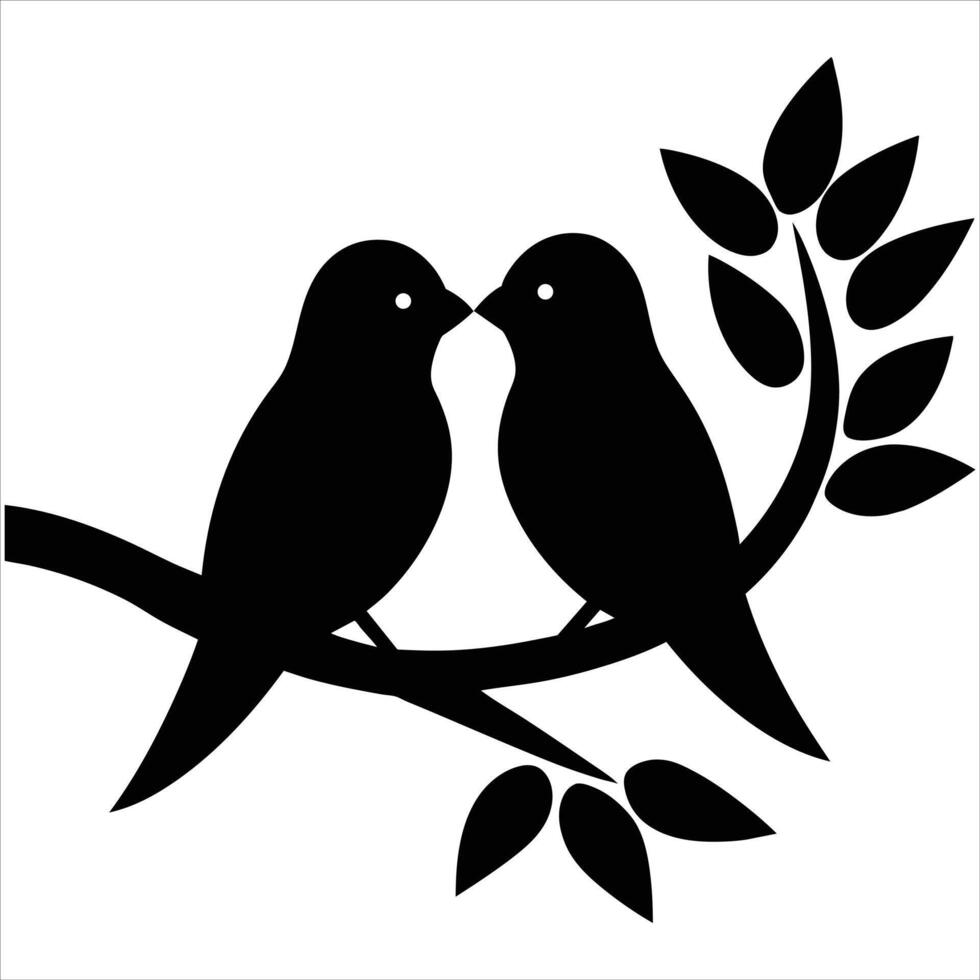 A bird couple on a cute branch illustration vector