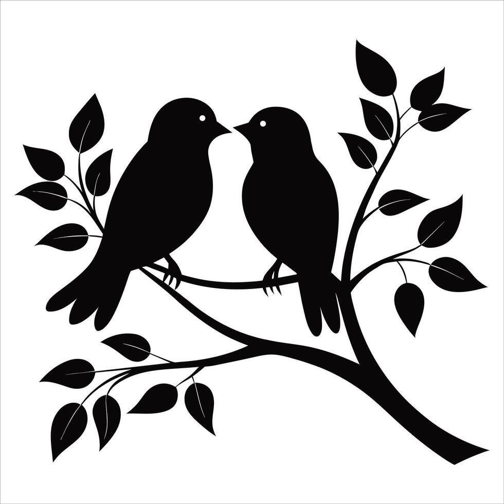 A couple bird on a cute branch illustration vector