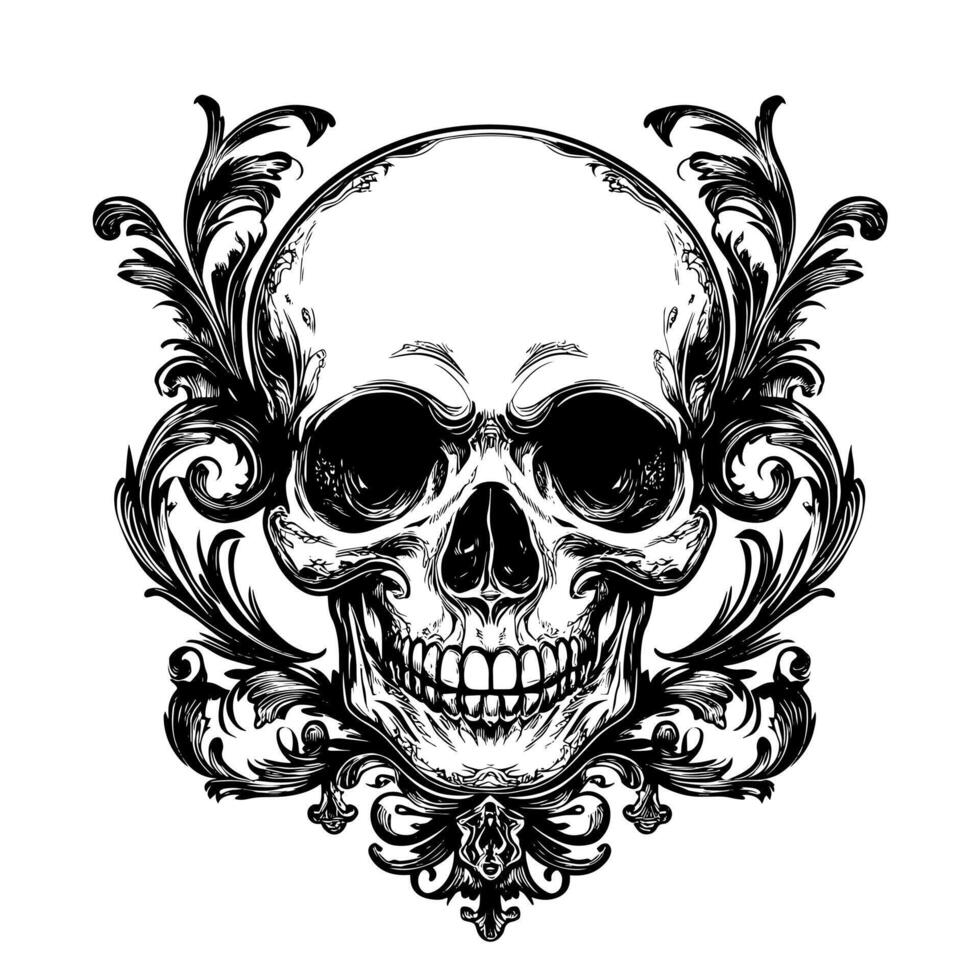 ornate skull with gothic elements vector