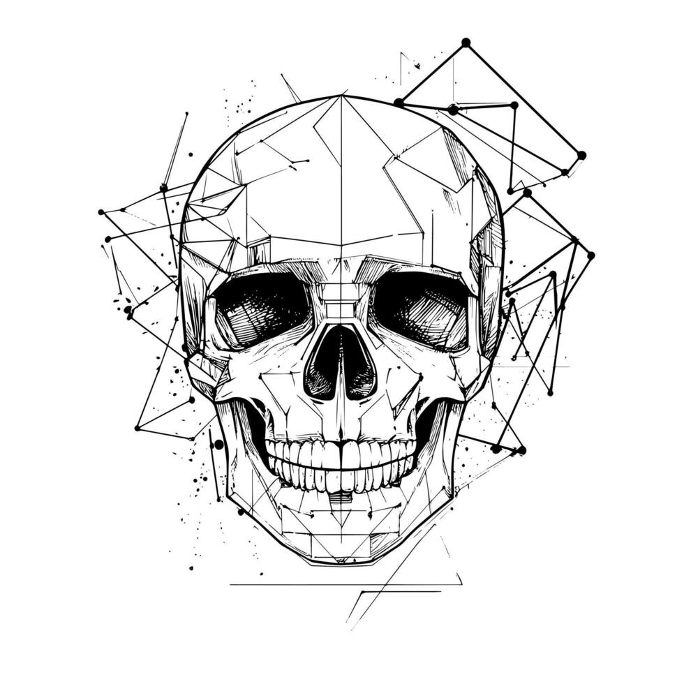 A skull created with geometric shapes and lines vector