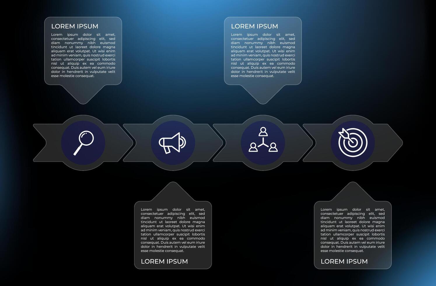 Transparent timeline infographic with four steps vector