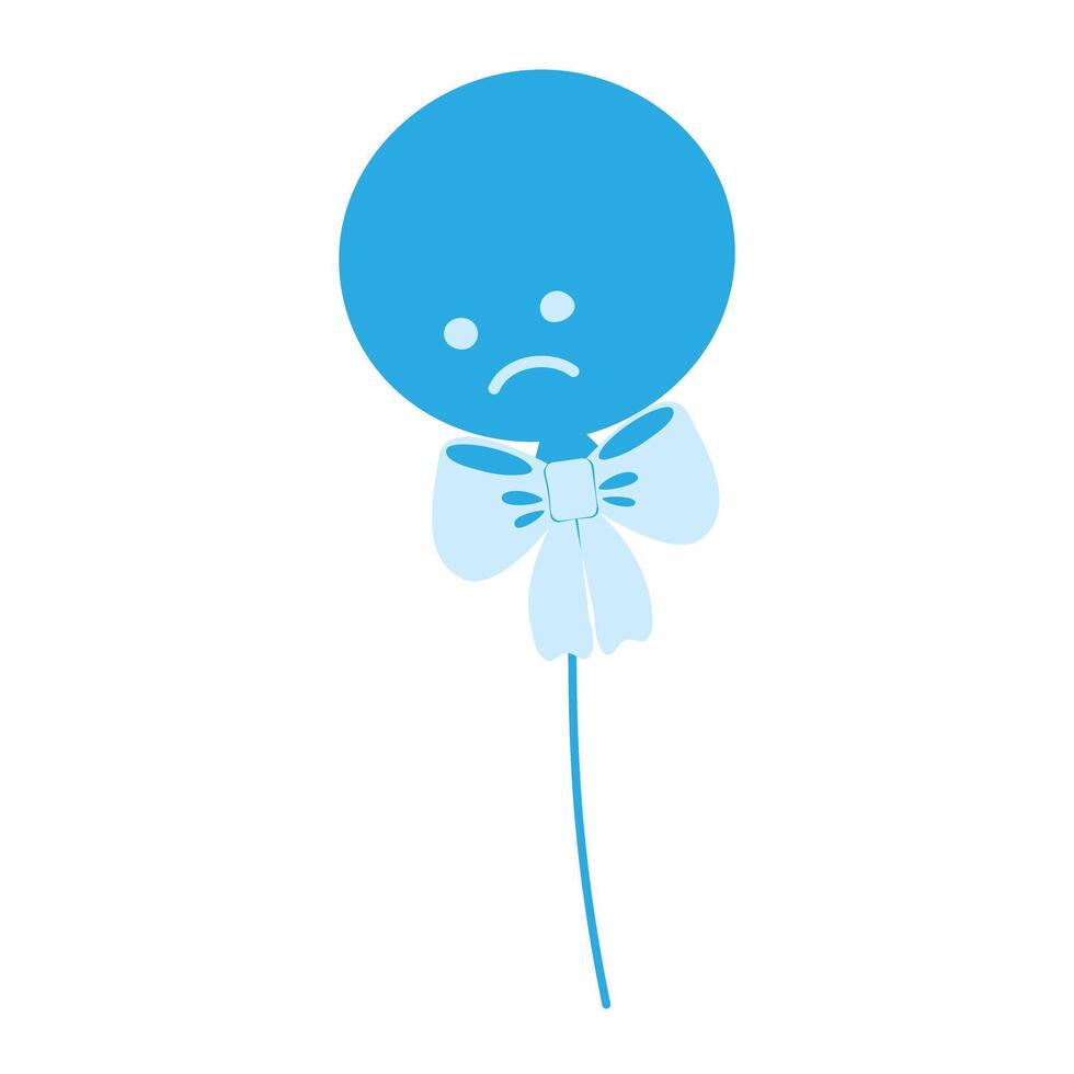 Circle balloon with sad smiley face in bow in trendy monochrome blue. Blue Monday greeting design idea. Isolated illustration Cards, greetings, poster, banner, brochure, billboard, label or web vector