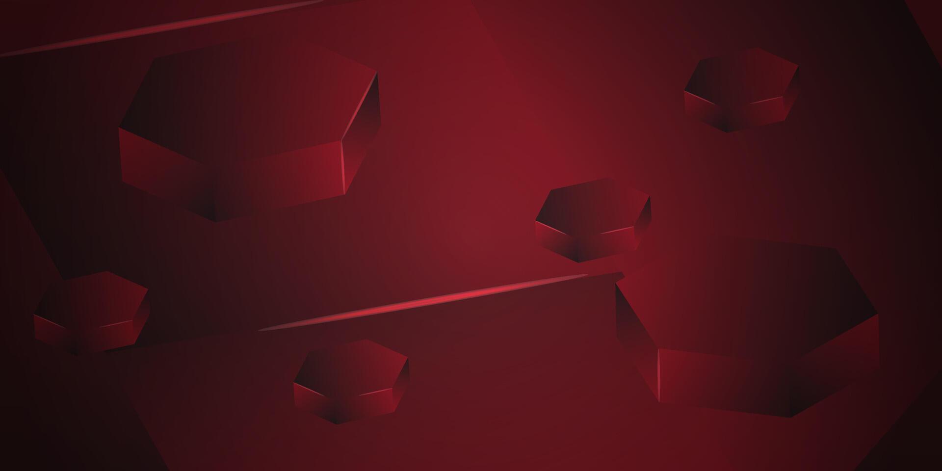 abstract modern hexagon 3d background. dark red background design. eps 10 vector