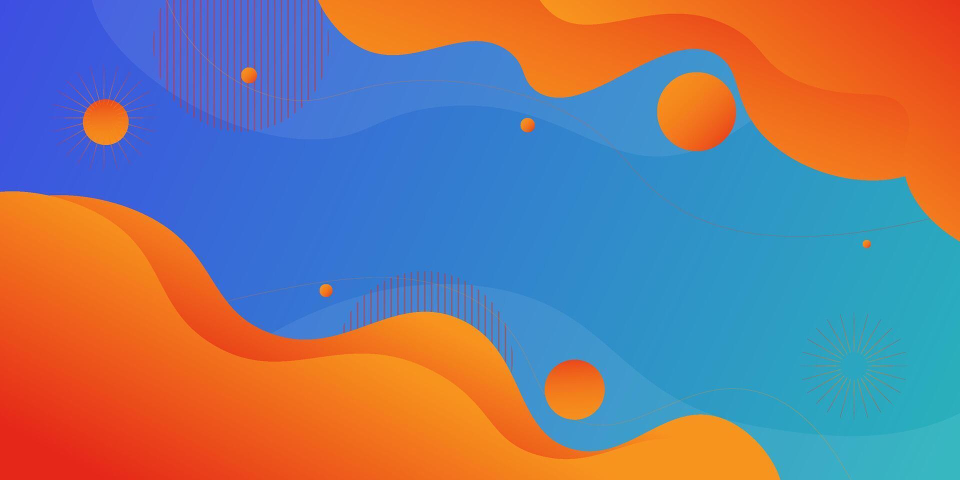 Bright orange and blue geometric business banner design. Creative banner design with wave and line shapes as template. vector