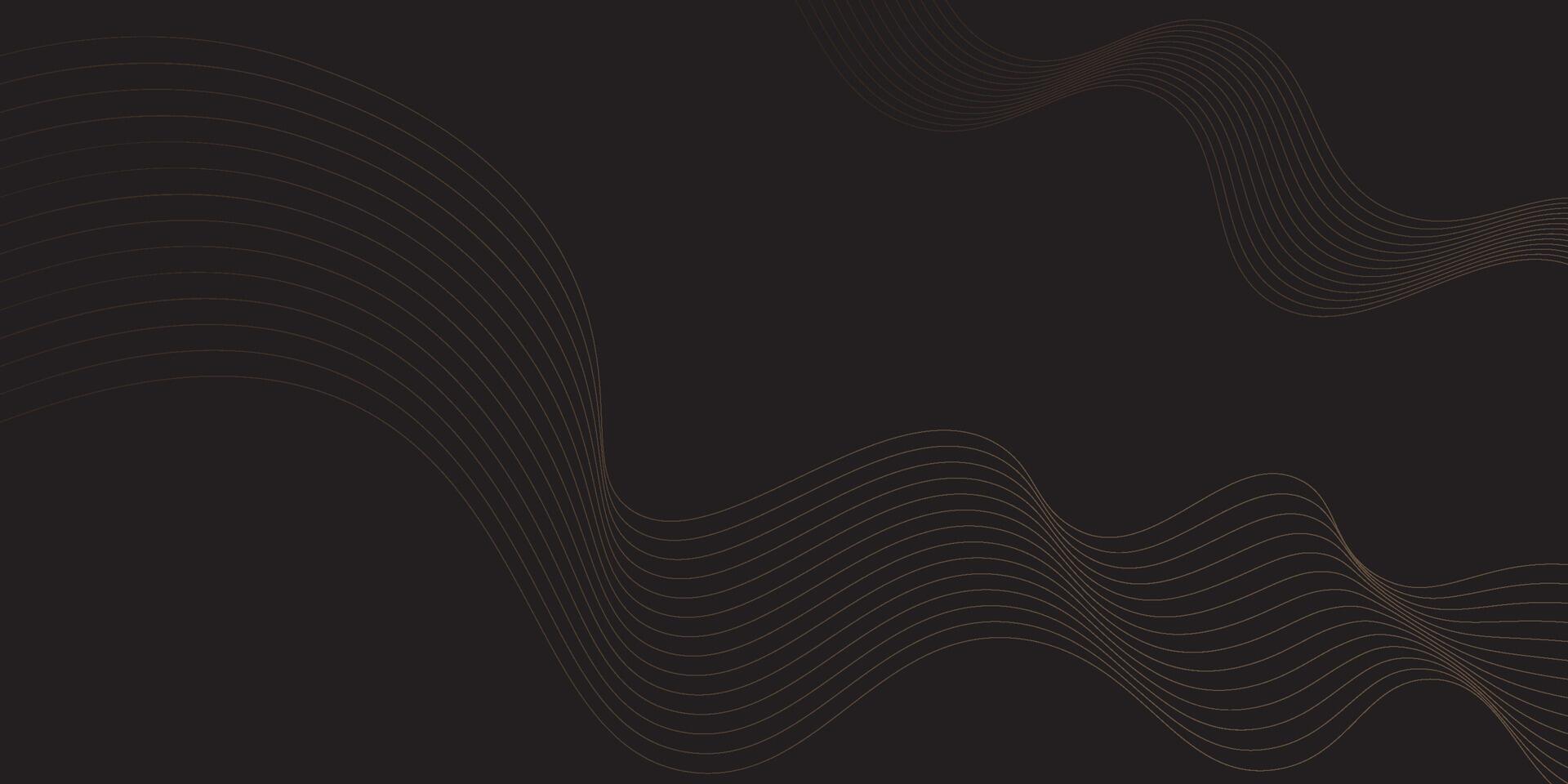 Black gradient background with wavy gold line pattern. Eps10 vector