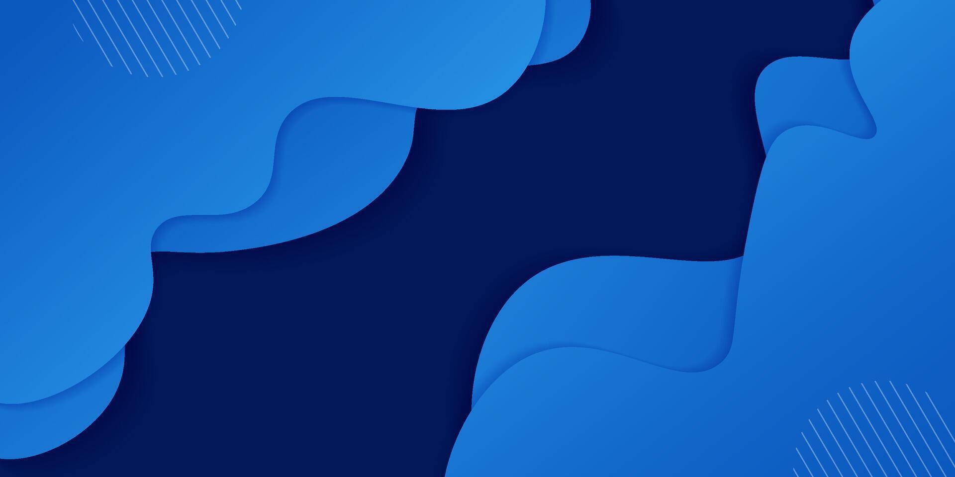 Trendy bright blue geometric business banner design. Creative banner design with wave shape and line as template. Simple horizontal banner. Eps10 vector