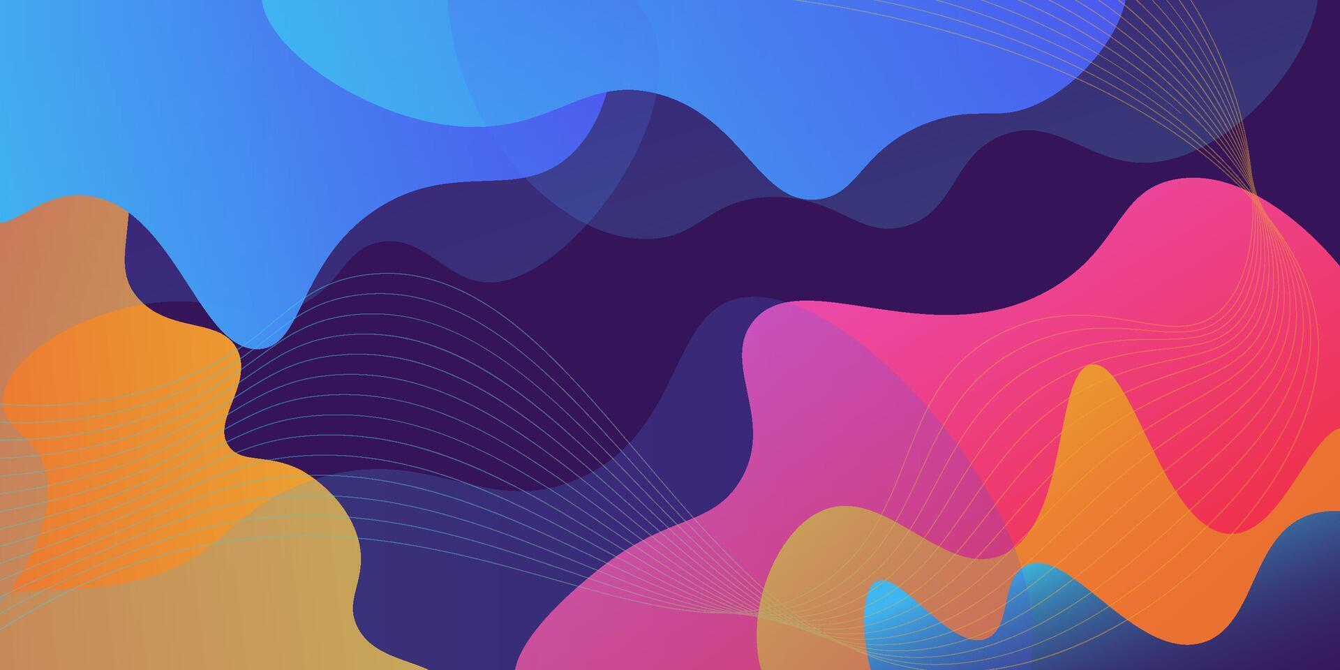 colorful dynamic abstract background in blue, pink, yellow. with cool and beautiful wave and curved line patterns. vector