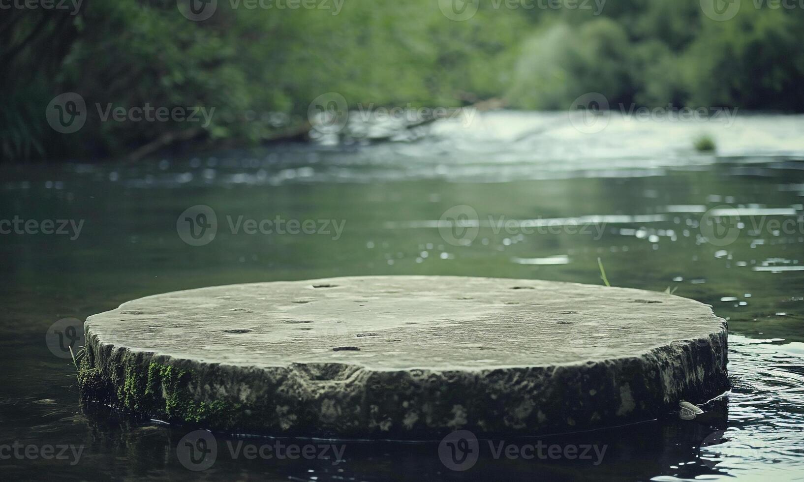 podium stone rounded water river background photo