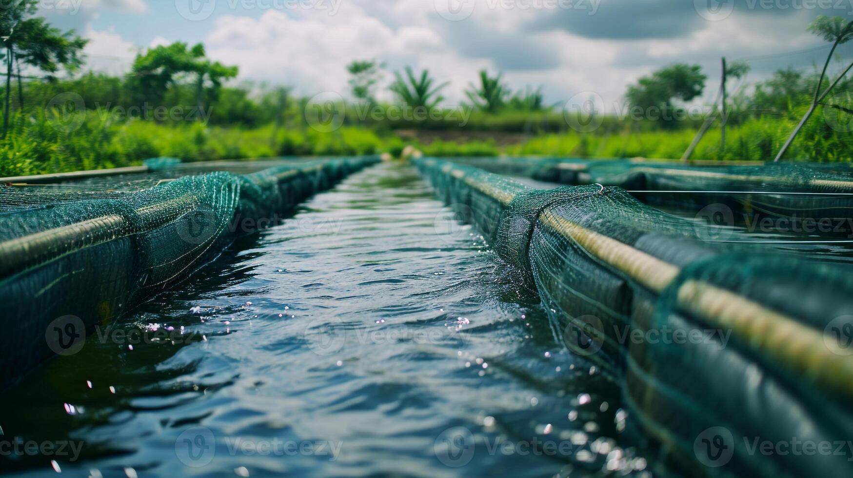close up fish farming pond photo