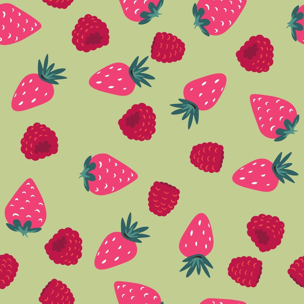 Strawberry and Raspberry Seamless Pattern vector