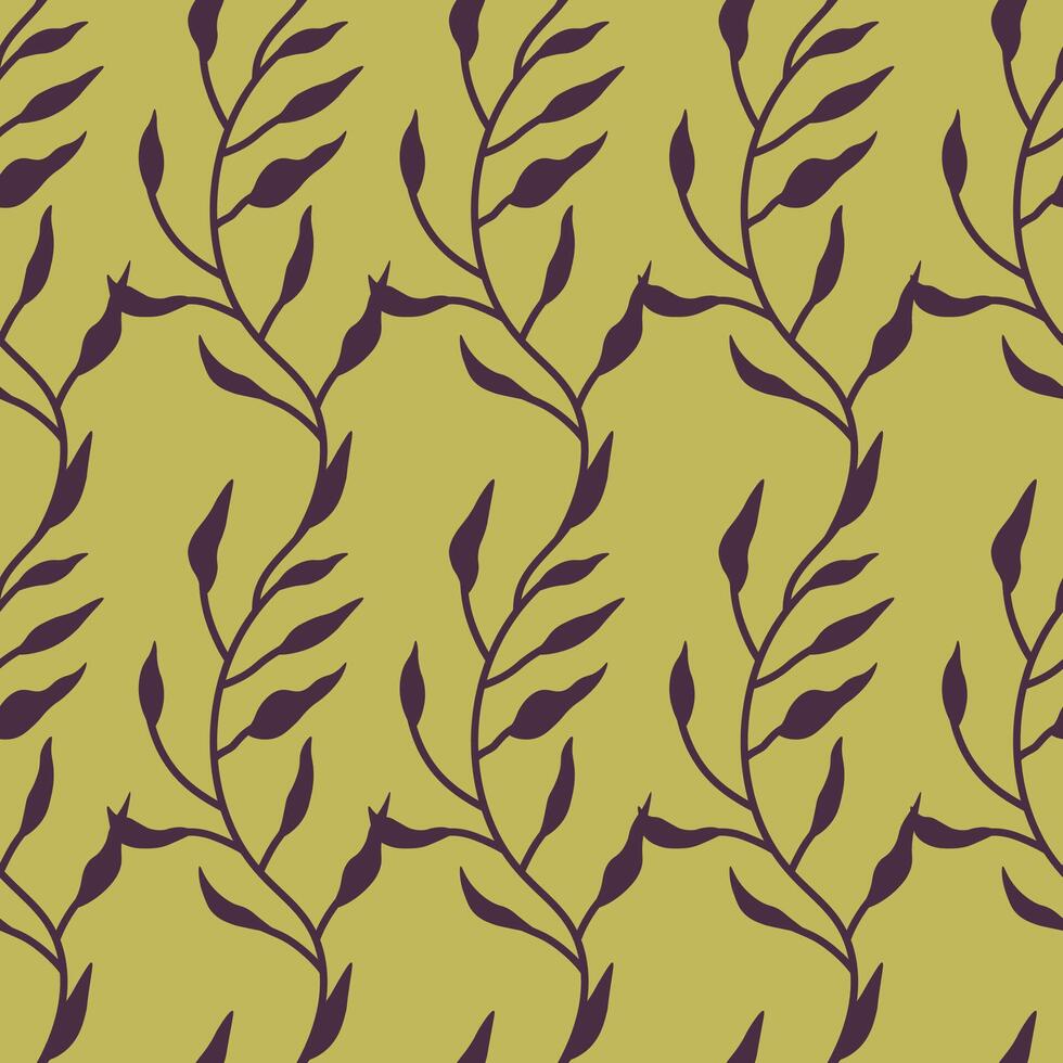 Yellow Botanical Leaf Seamless Pattern vector