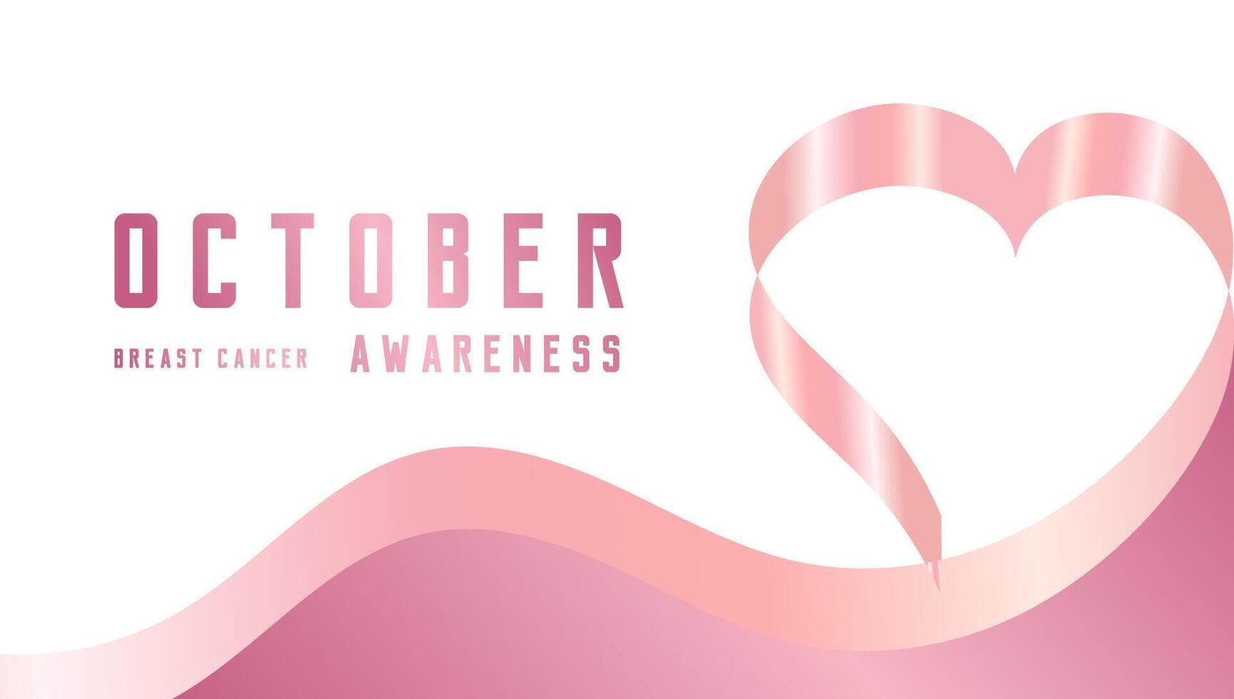 A Pink Heart ribbon with text Breast cancer awareness. The white background enhances the pink elements, making them the focal point of the design vector
