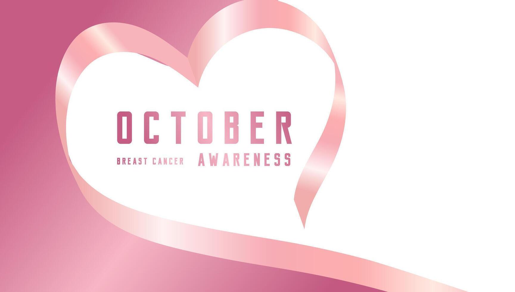 A Pink Heart ribbon with text Breast cancer awareness. Breast Cancer Awareness banners design. Pink October cancer awareness month is observed every year in October vector