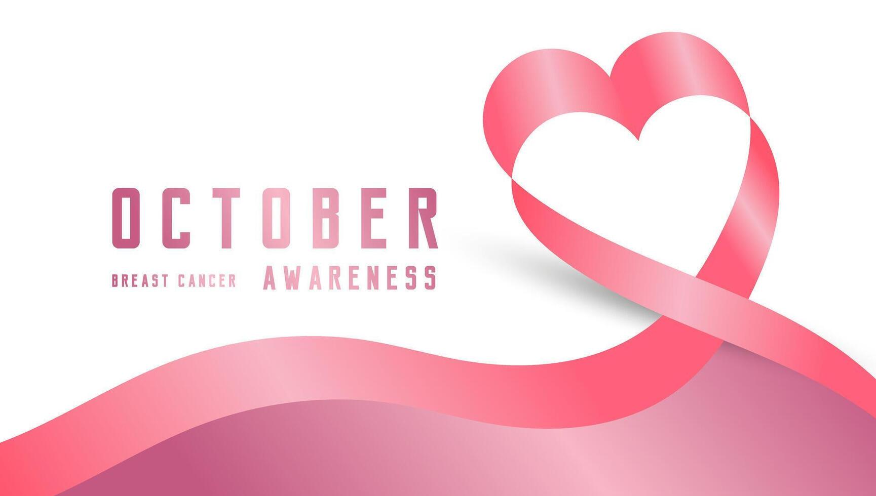 A Breast cancer pink october ribbon awareness banner. Pink Ribbon. October is Cancer Awareness Month banner design vector