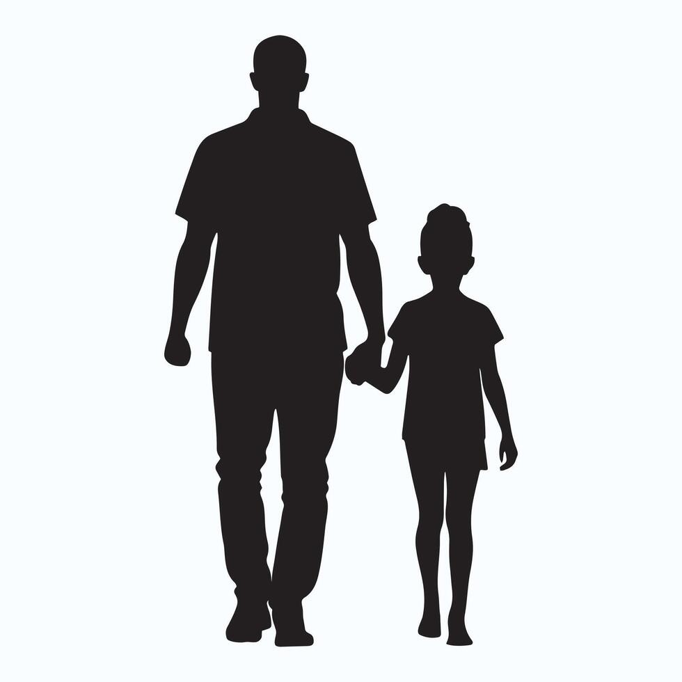 Family holding hands silhouette illustration vector