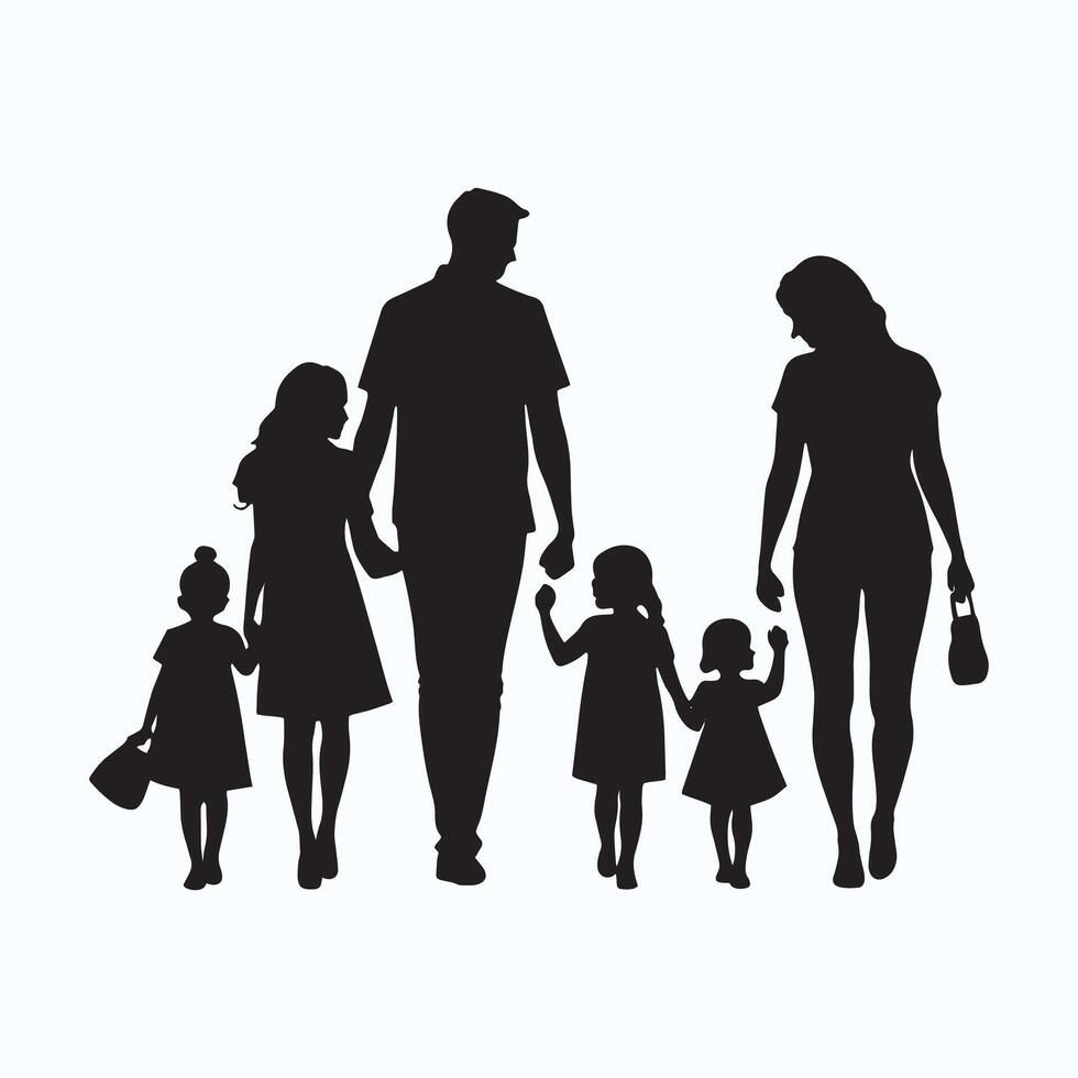 Family Black silhouette clipart icon free vector