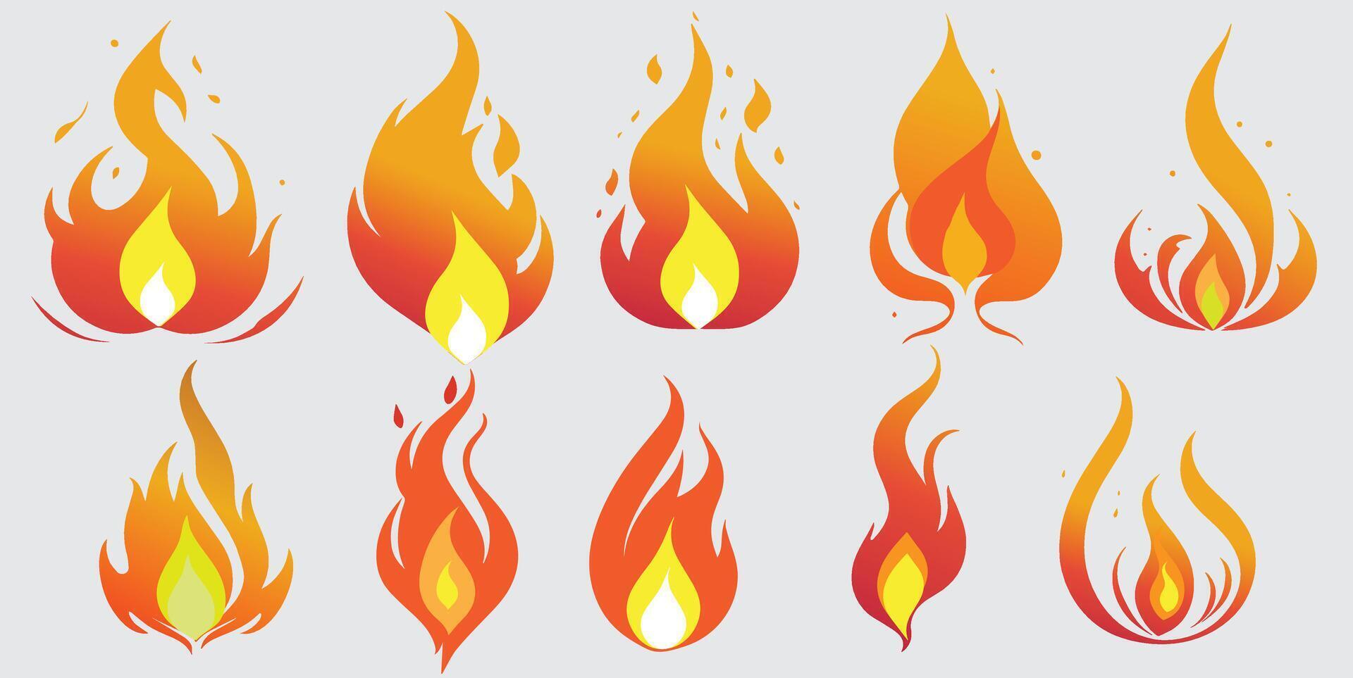 fire design image clipart set vector