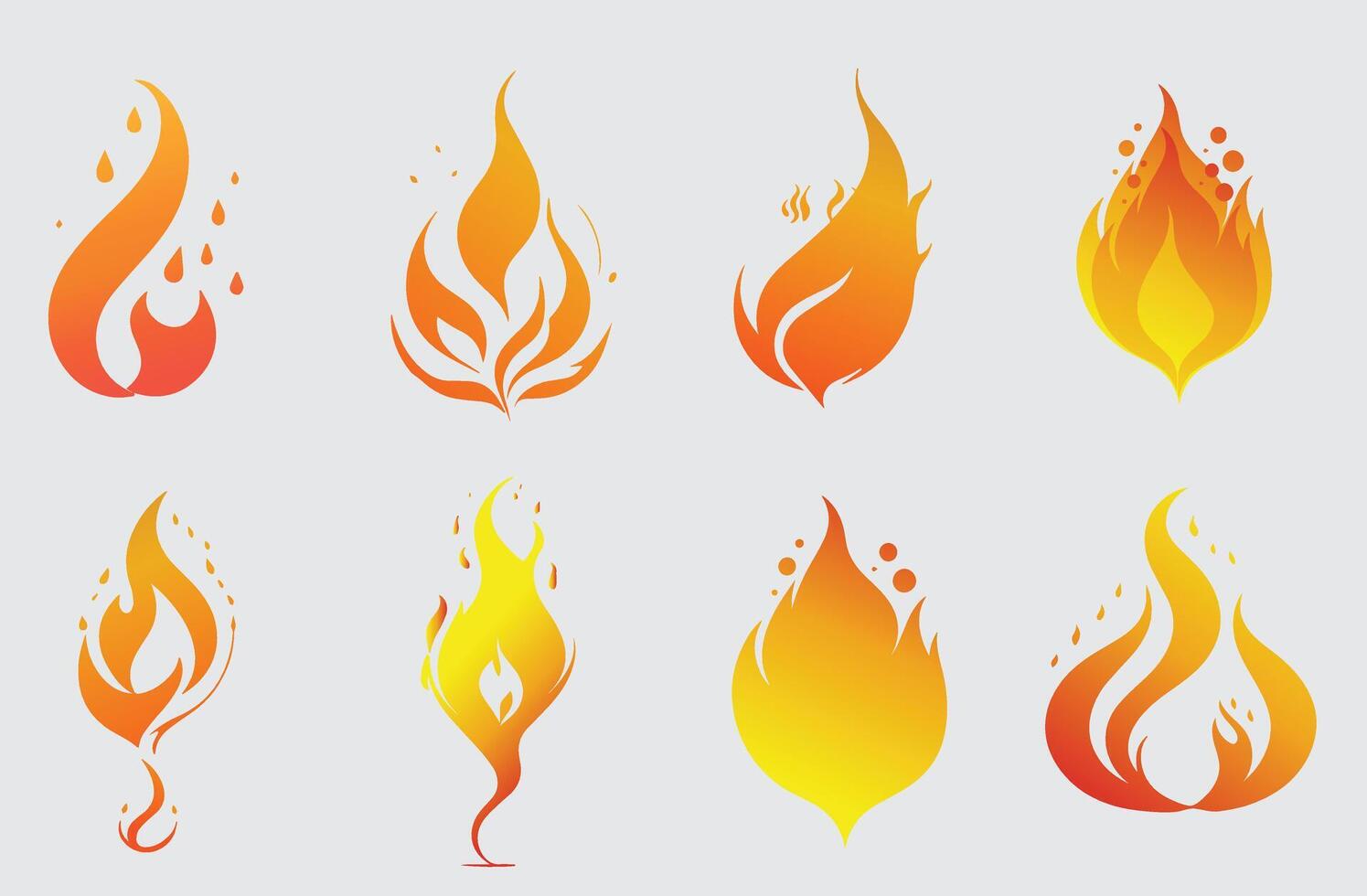 fire image fiery clipart set vector