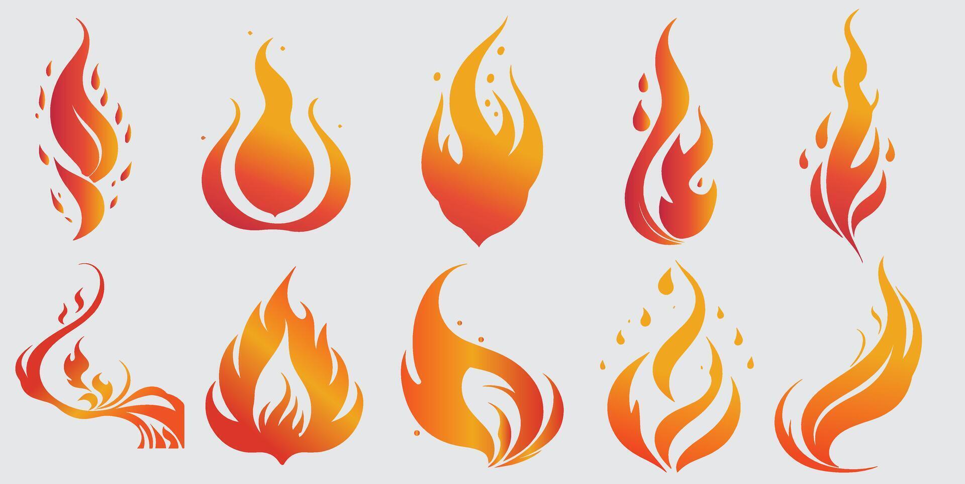 fire red image clipart set vector