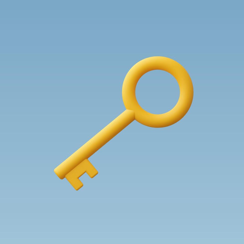 3d Realistic Key icon vector