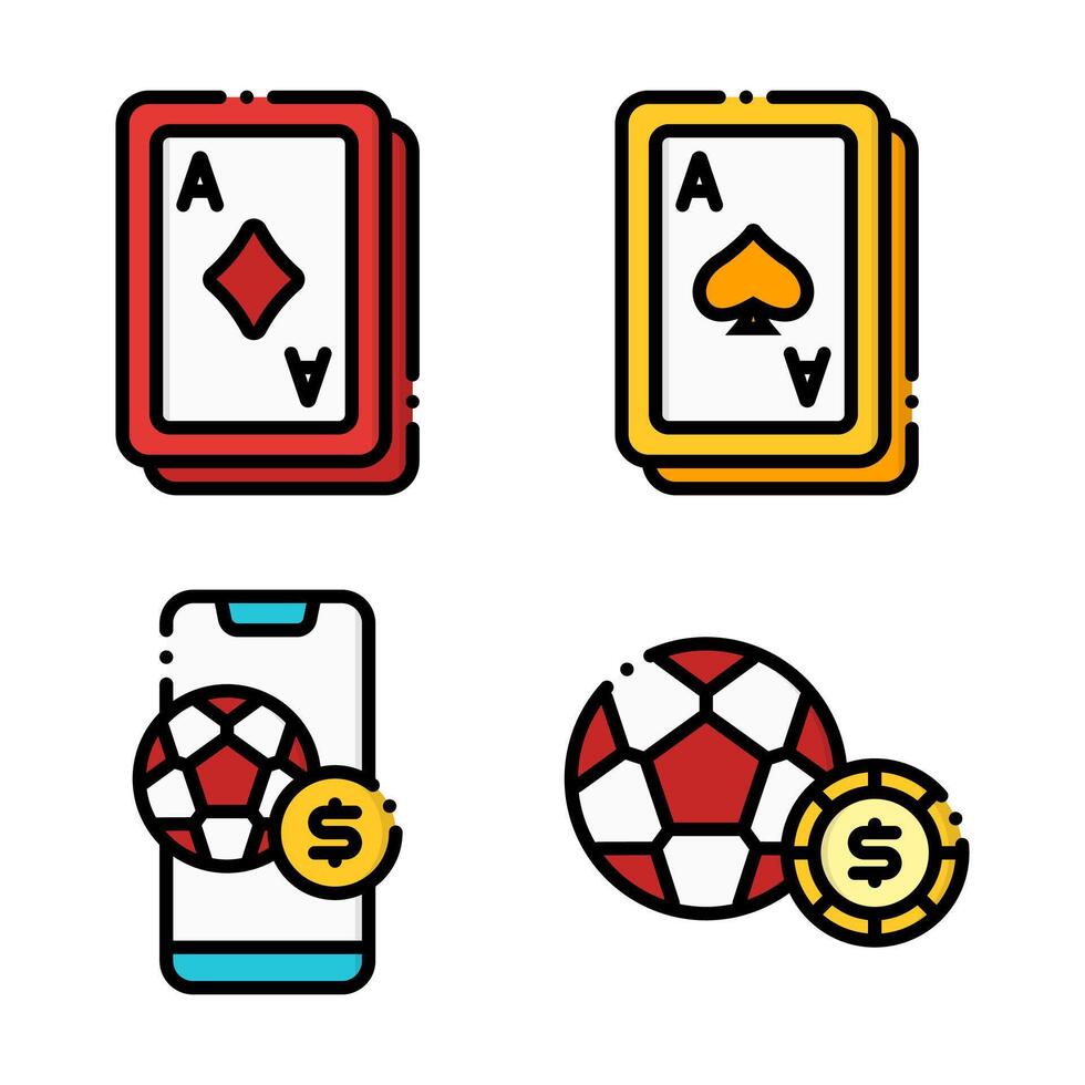Detailed Icon Set for Online Gambling vector
