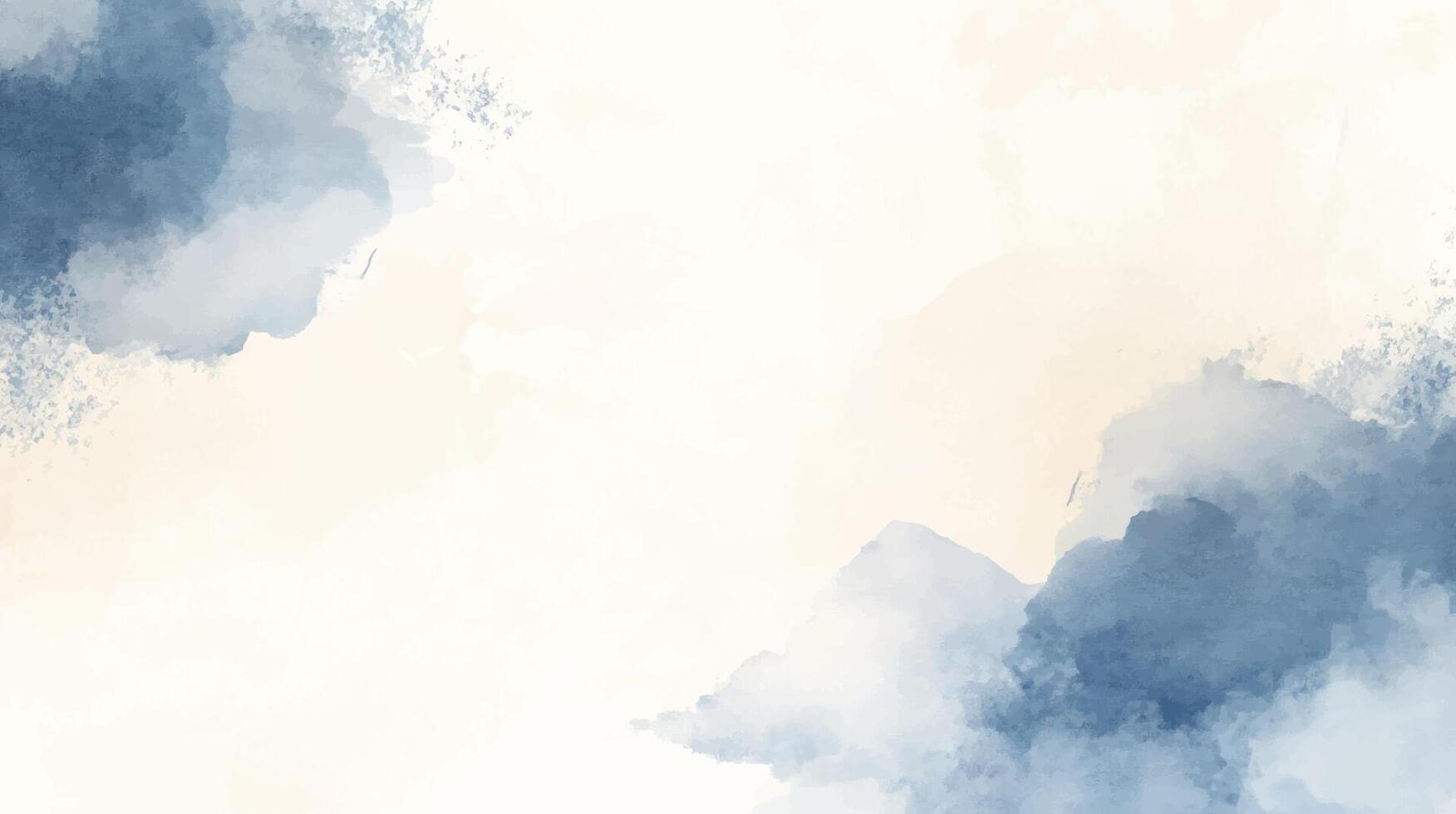 watercolor background with abstract brushed blue beige texture in horizontal orientation. Hand drawn texture. Brush stroked painting pastel color watercolour vector