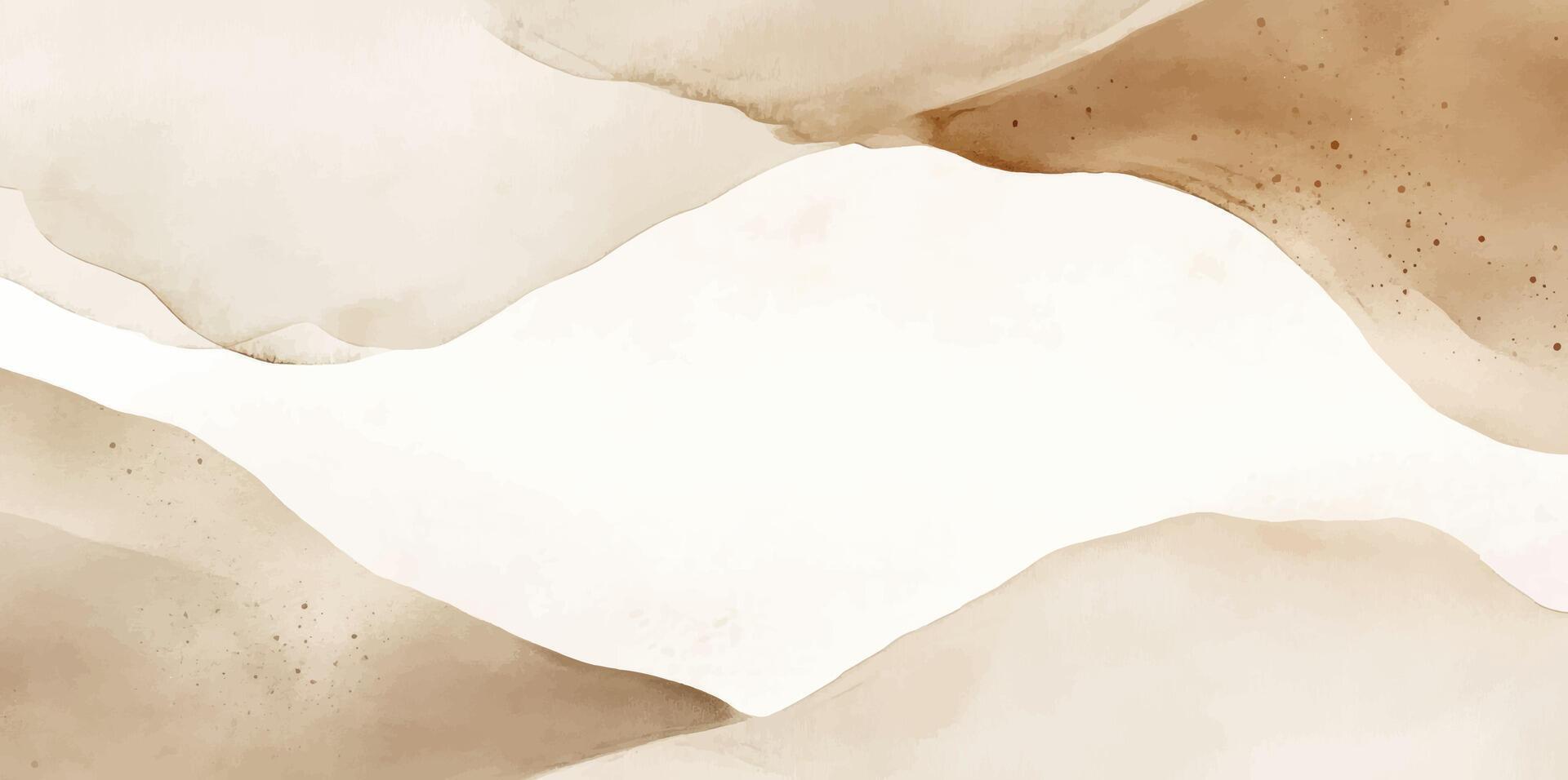 Abstract soft brown horizontal watercolor background. Hand drawn texture. Brush stroked painting pastel color watercolour vector