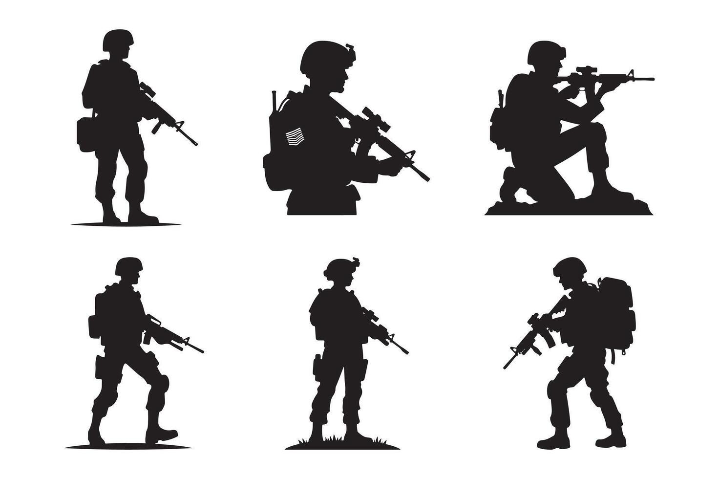 simple Flat design soldier silhouette vector