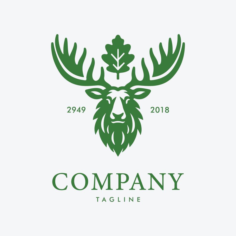 Deer Head And Leaf logo Template Design vector