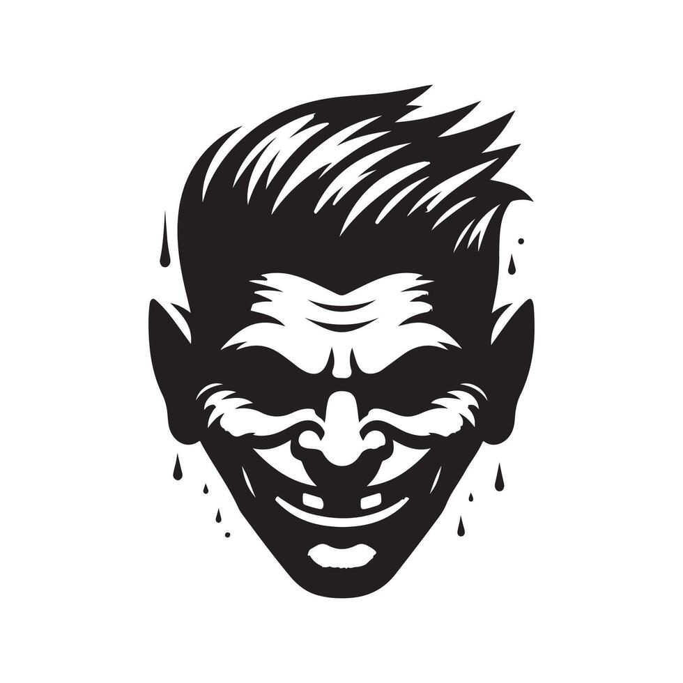 Grinning Troll in Shadow Silhouette Illustration vector