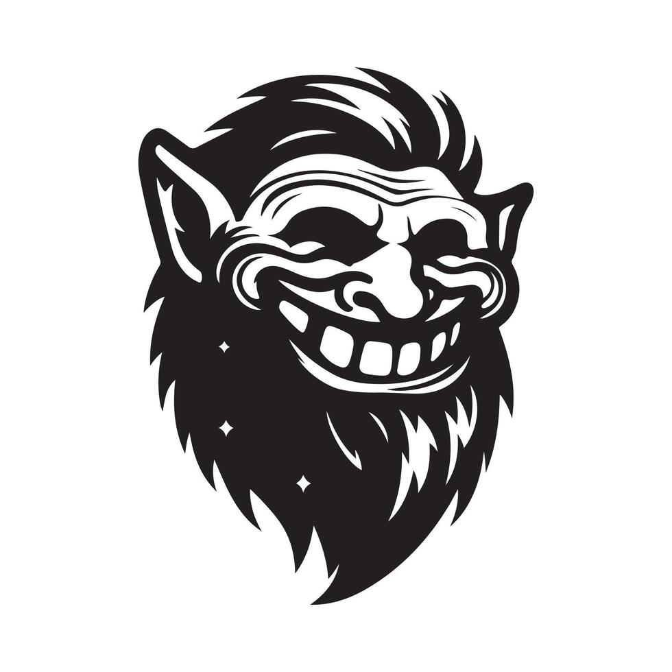 Troll in the Dark Minimalist Silhouette vector
