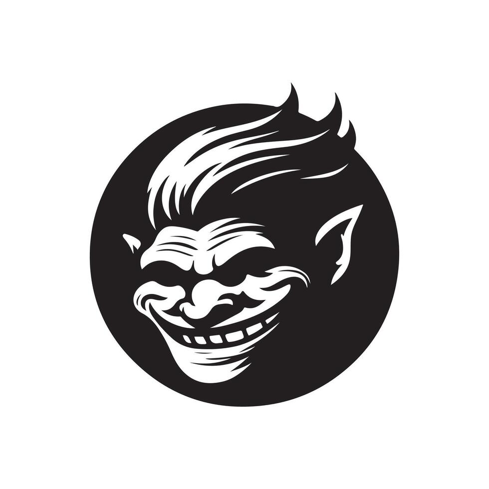 The Mischief Maker Troll Face Silhouette vector