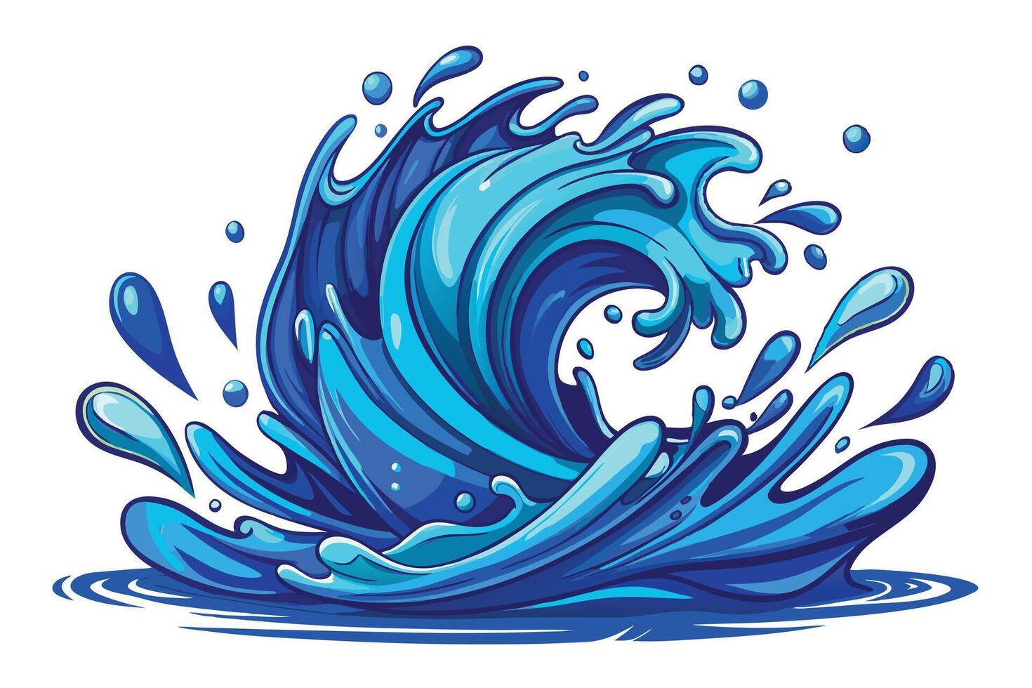 A blue wave with water splashing out of it vector