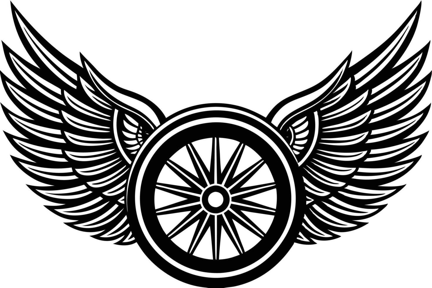 A motorcycle wheel with wings vector