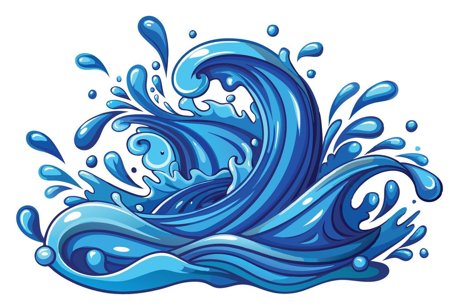 A blue wave with water splashing out of it vector