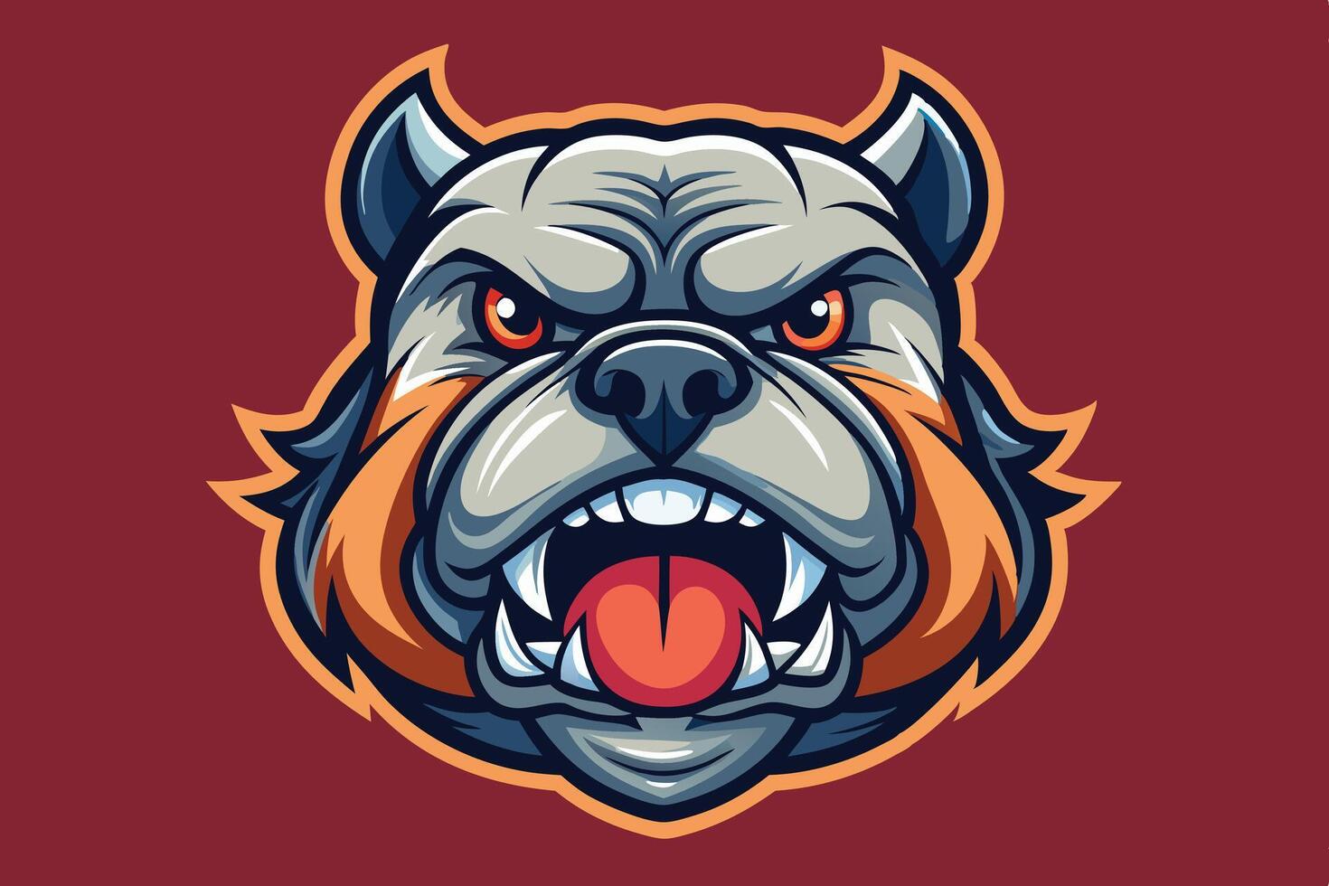 Bulldog mascot head with open mouth and tongue vector