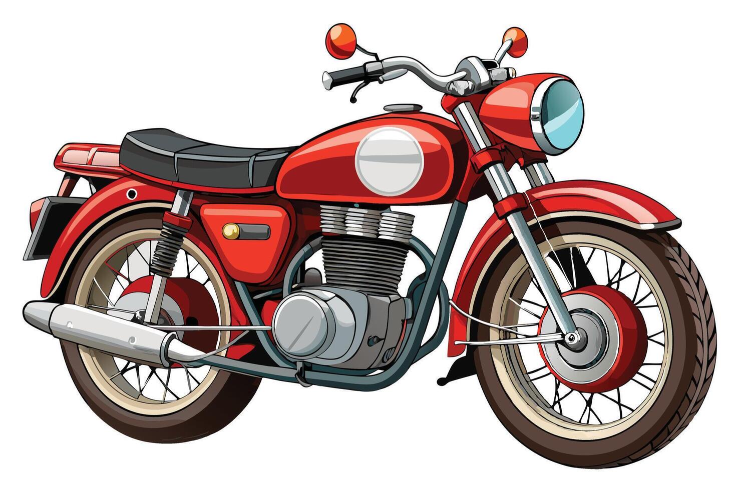A red motorcycle is shown on a white background vector