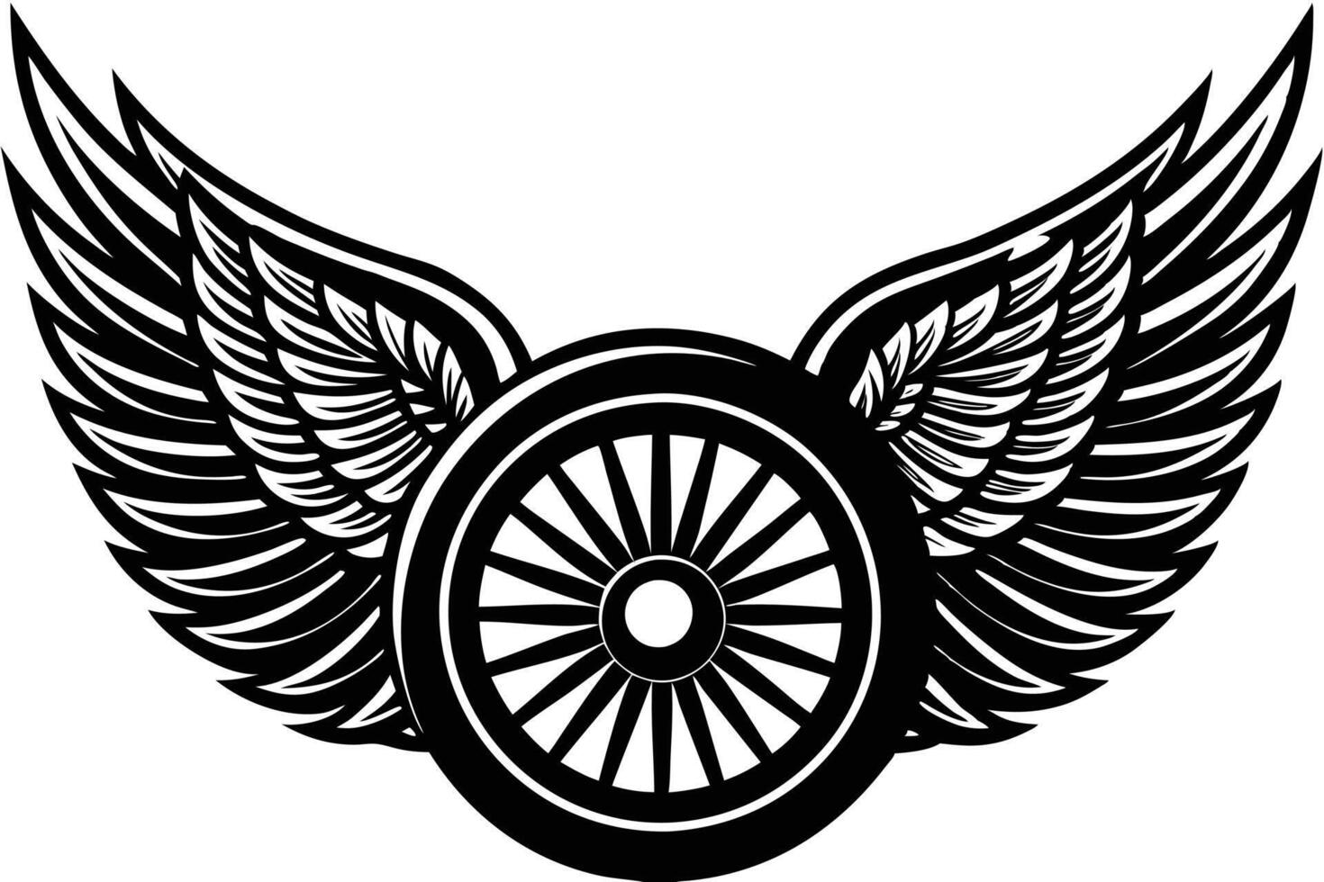 An image of a motorcycle wheel with wings vector