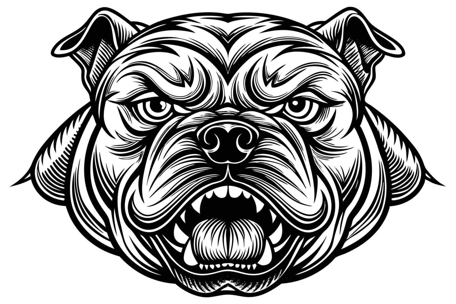 The head of an angry bulldog dog vector