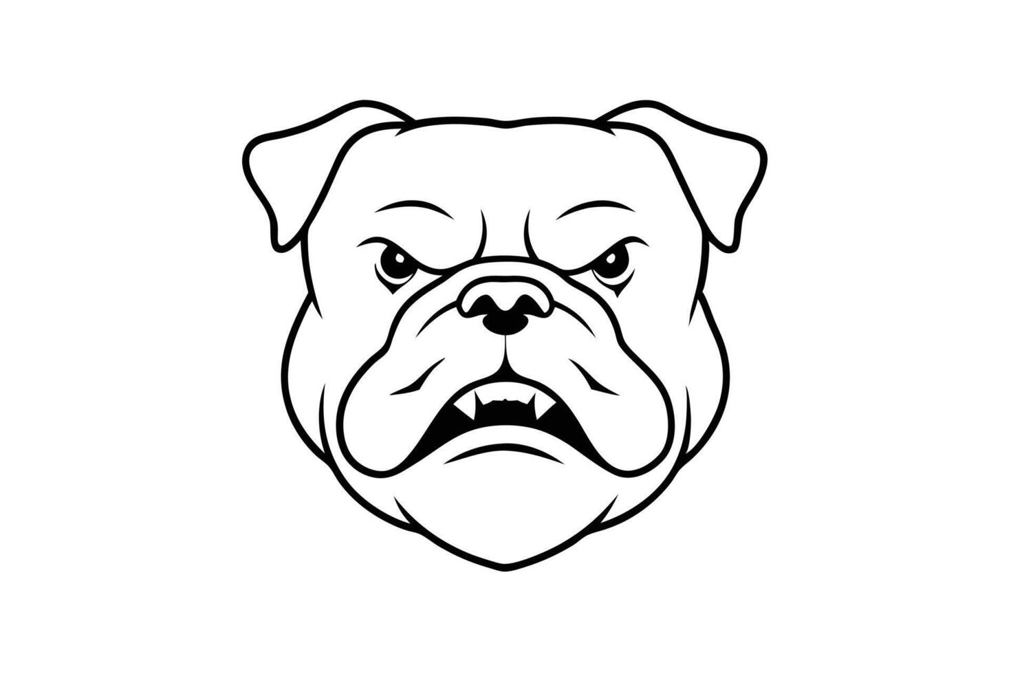 A black and white drawing of a bulldog vector