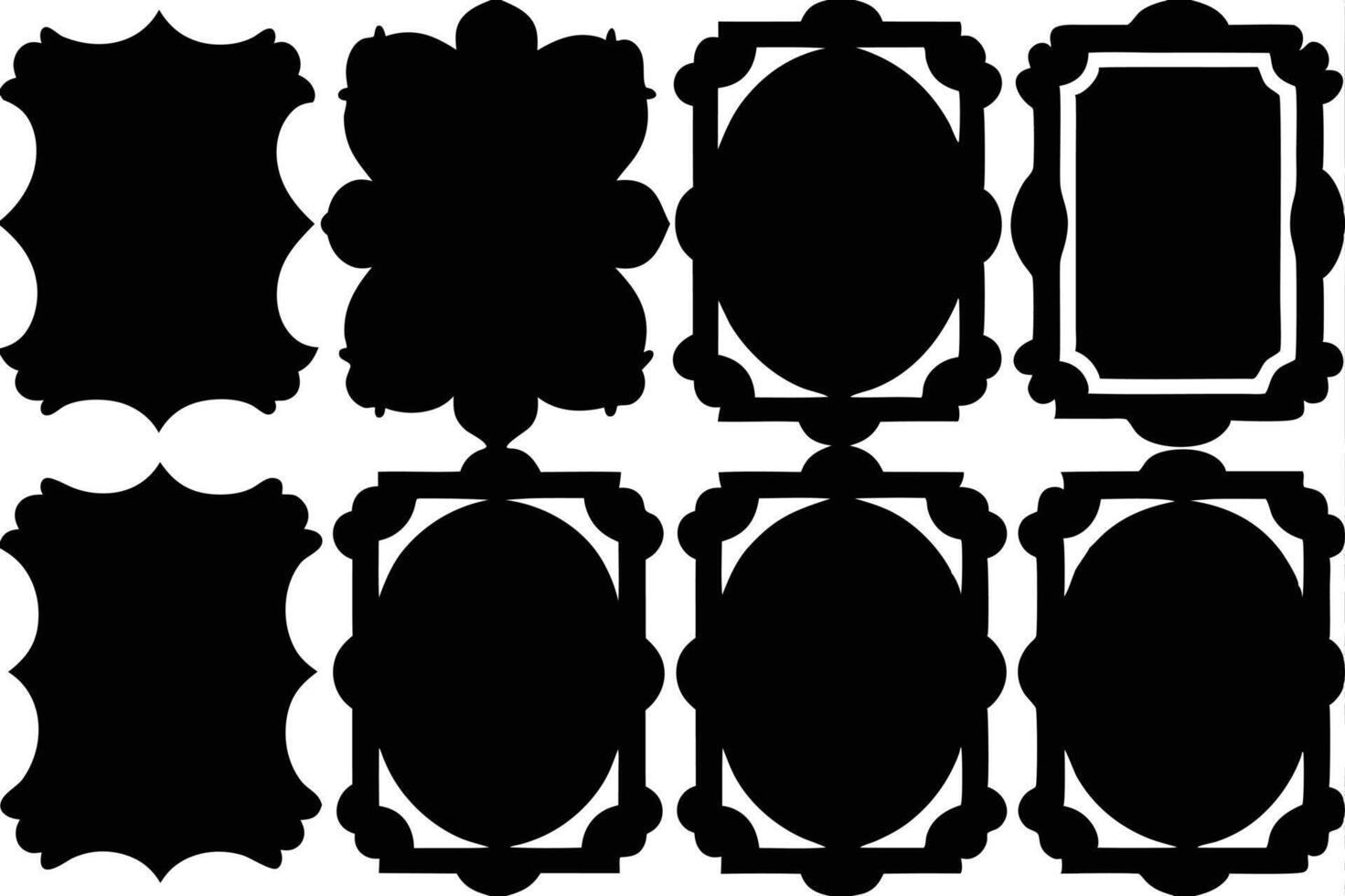 A set of black and white frames with a border vector