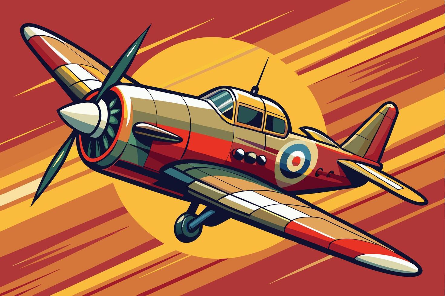 A cartoon style airplane flying through the air vector
