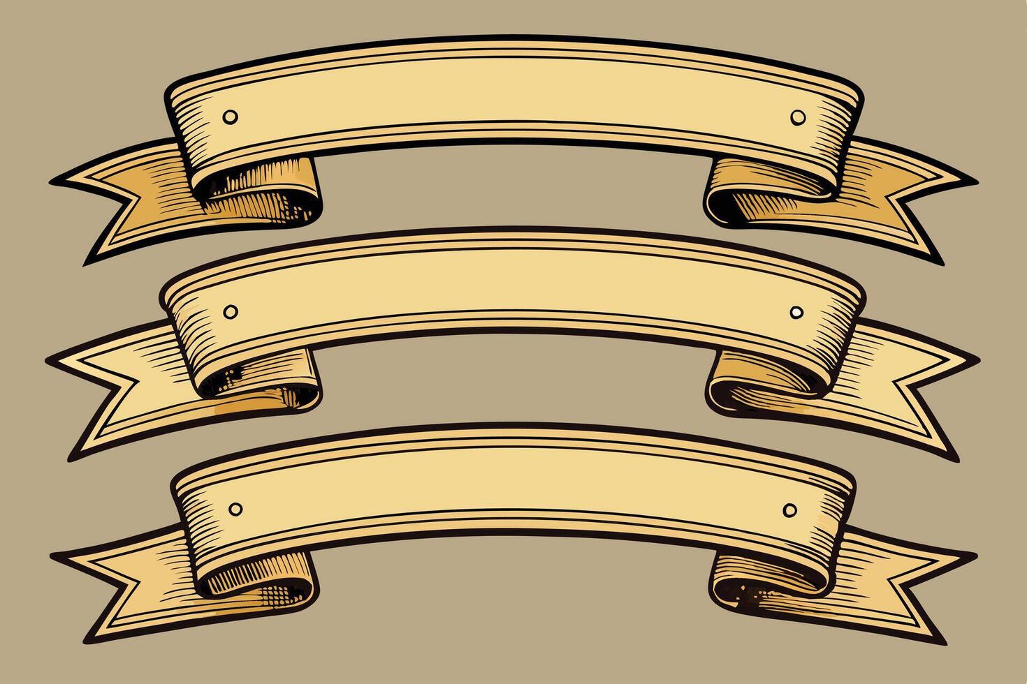 Set of vintage ribbons illustration vector