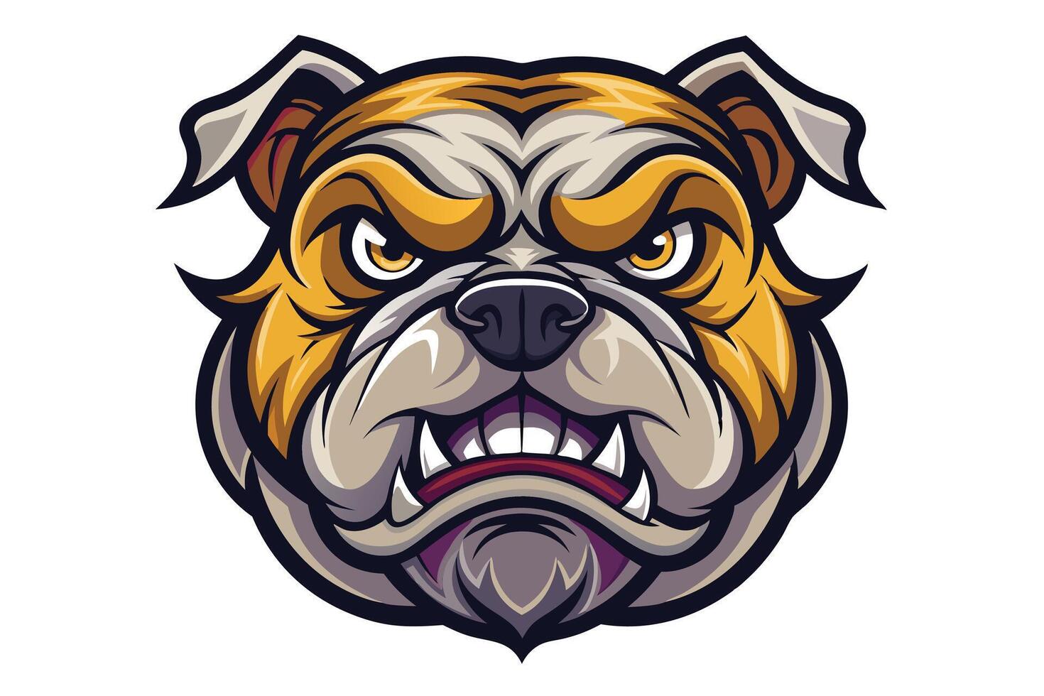 An angry bulldog head on a white background vector