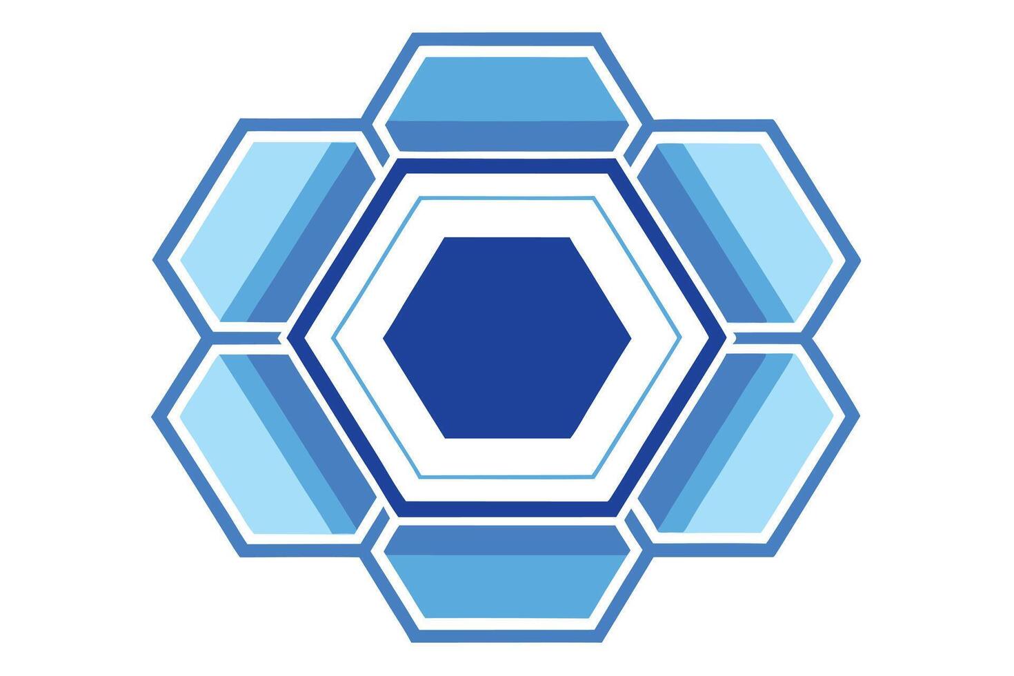 A blue hexagon with a white background vector
