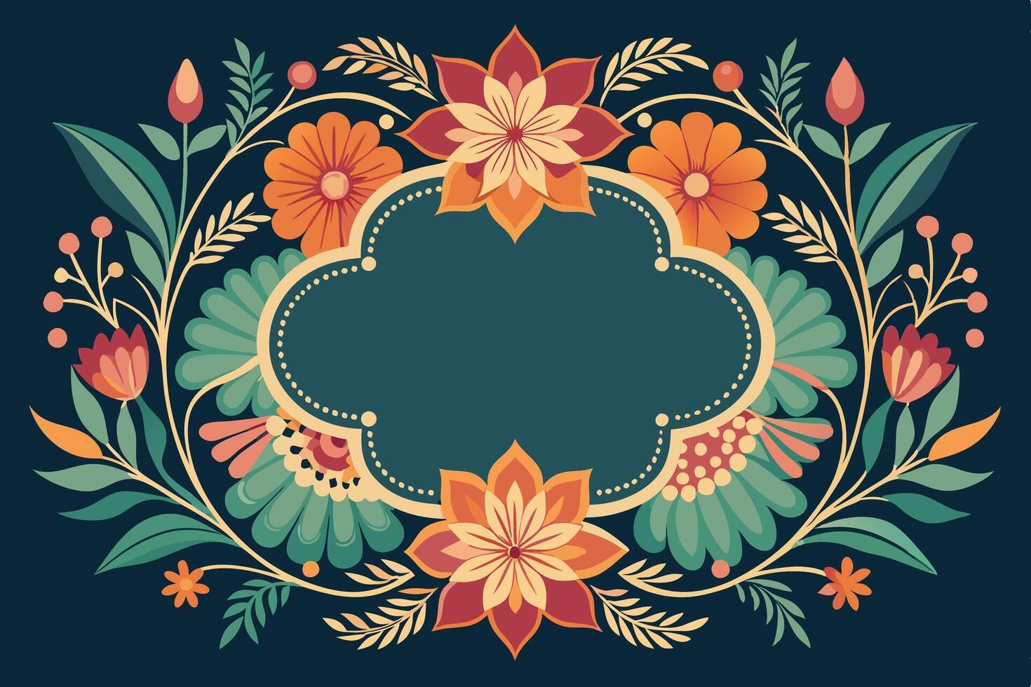 Floral frame with a place for text on a dark background vector