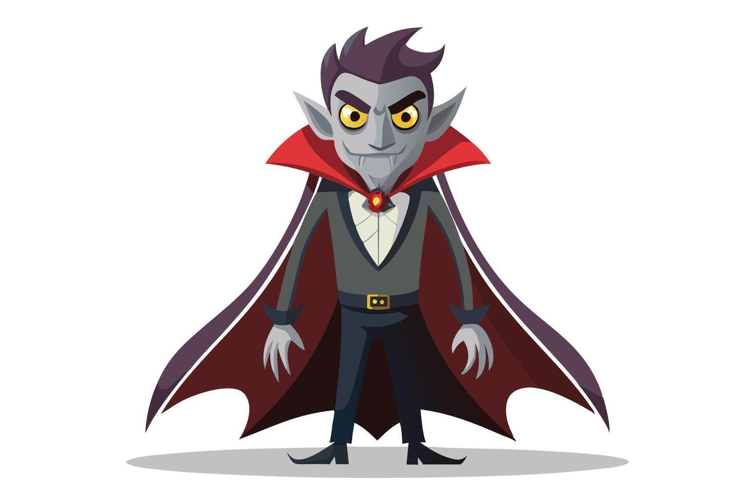 Dracula cartoon character with red cape and black tights vector