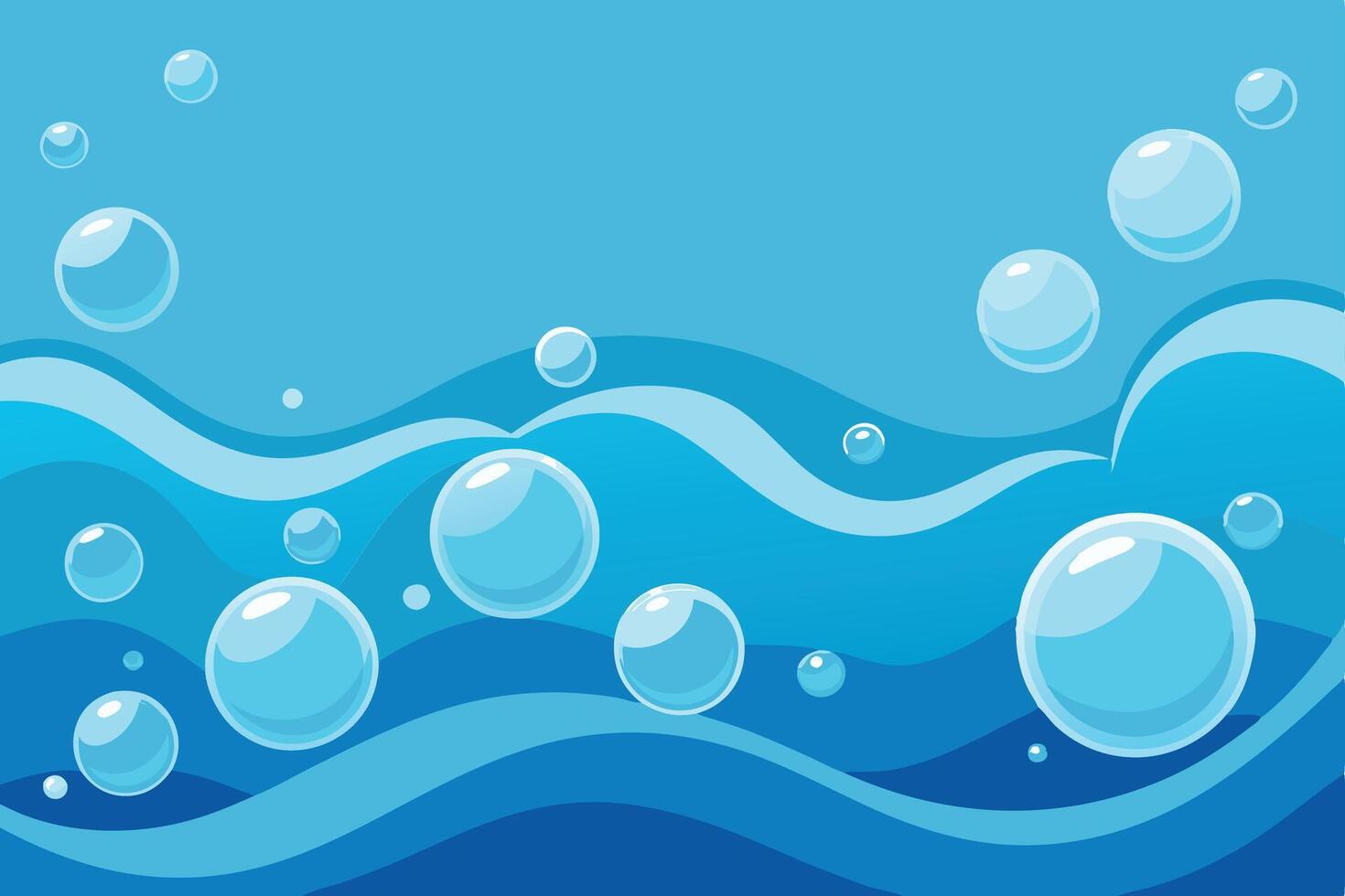 Water bubbles on the ocean background illustration vector