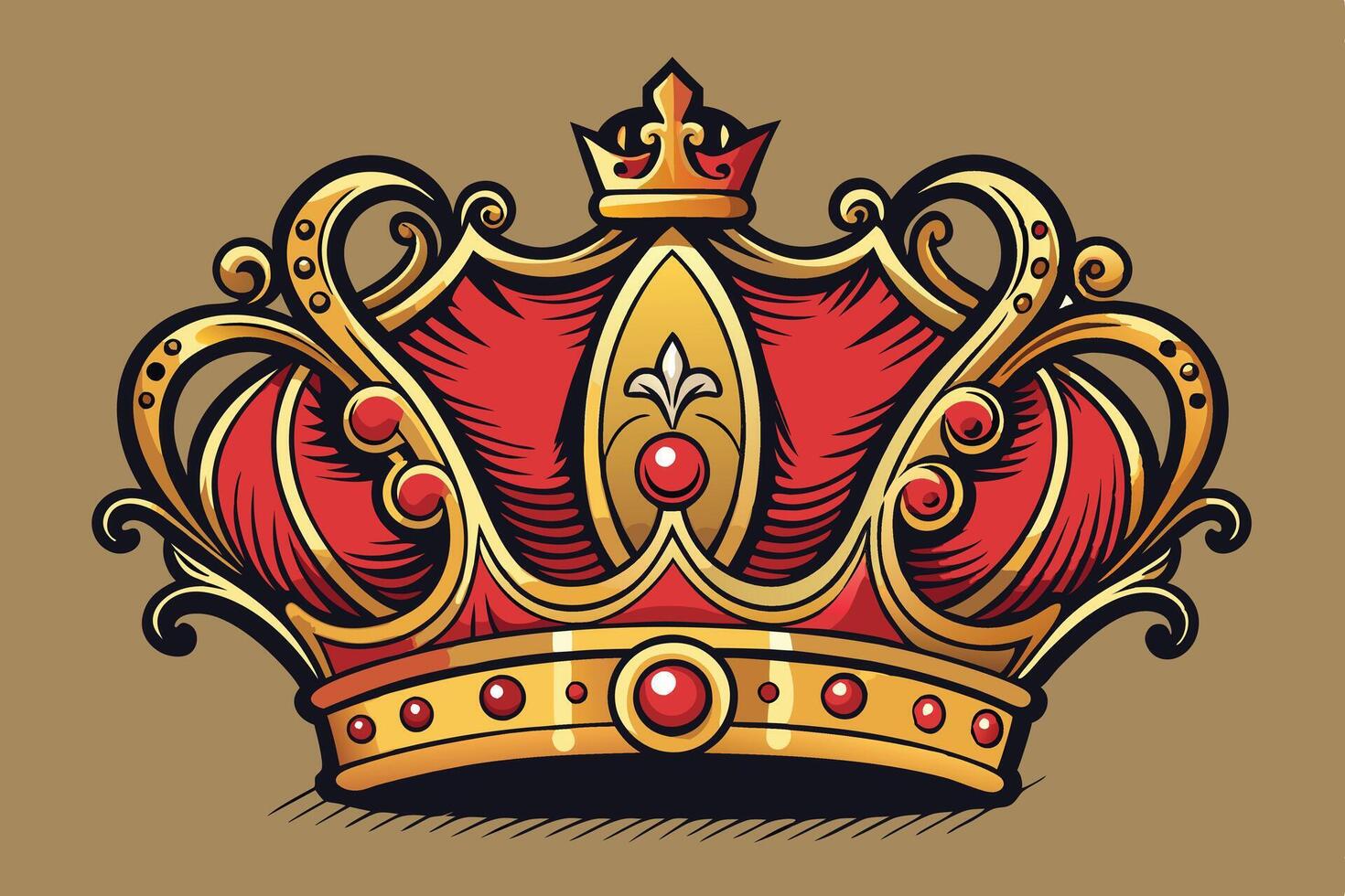 A crown with a red and gold design vector