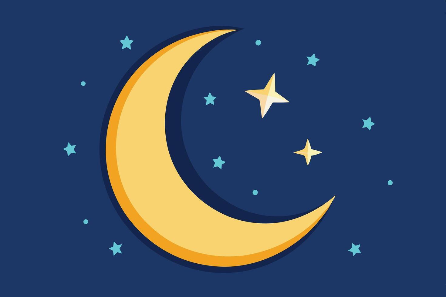 A crescent with stars and a moon on it vector